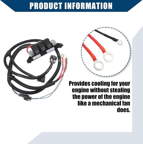Dual Electric Fan Wiring Harness for Silverado 1500 2500 3500 for Sierra 1500 2500 3500 Pickup/Double Cooling Fan Harness/Durable / 1 Pcs Black in Saudi Arabia