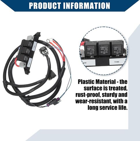 Dual Electric Fan Wiring Harness for Silverado 1500 2500 3500 for Sierra 1500 2500 3500 Pickup/Double Cooling Fan Harness/Durable / 1 Pcs Black in Saudi Arabia