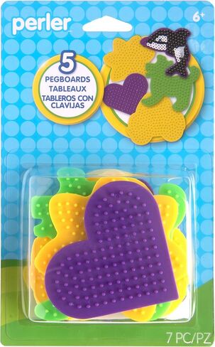 Perler 22645 Fuse Bead Pegboards 7-Pack-Boy/Girl/Bear/Monkey/Butterfly/2 Flowers in Kuwait
