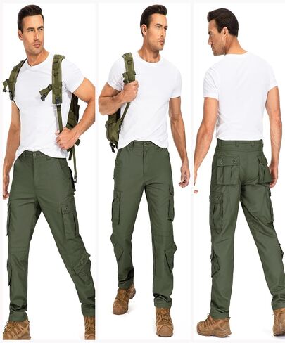 Men's Tactical Cargo Pants for Outdoor Hiking Work Lightweight Military BDU Pants with 8 Pockets (No Belt) in Saudi Arabia