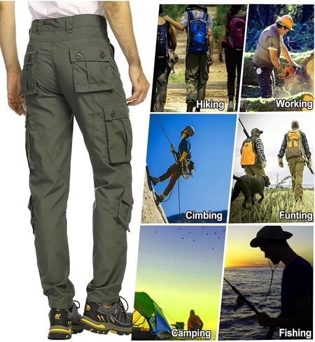 Men's Tactical Cargo Pants for Outdoor Hiking Work Lightweight Military BDU Pants with 8 Pockets (No Belt) in Saudi Arabia