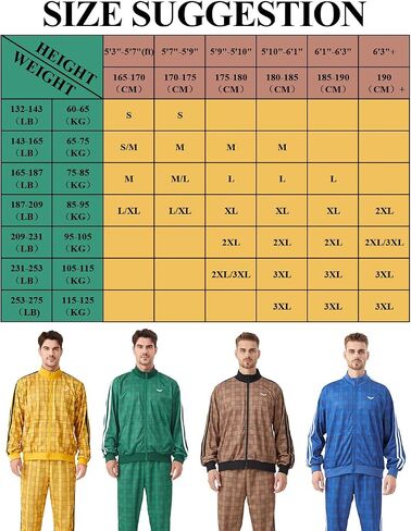 YuDanae Mens Tracksuit 2 Piece Plaid Sweatsuits Full Zip Set Men Jogger Sweat Suits Jacket Pants Jogging Outfits in Saudi Arabia