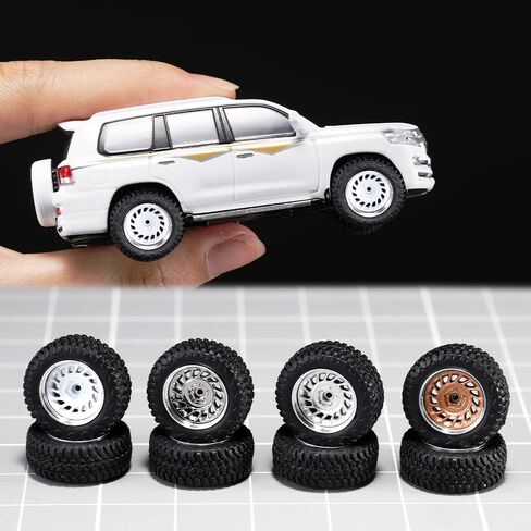 1/64 Wheels and Tires for Off-Road Vehicles,Upgraded Mainline Cast Model Car,Diameter is 0.57in,Series YE 4 Sets/Pack, ABS Wheels with Rubber Tires Rivet Shaft Metal Rims(YE-D) in Kuwait
