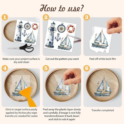 AHANDMAKER 12 Sheets Nautical Rub On Transfer Stickers, Ocean Themed Window Decoration Featuring Lighthouses, Ships, and Marine Life for Sea Lovers, Home & Party Decoration Needs, 5.5 x 5.5 Inches in Saudi Arabia