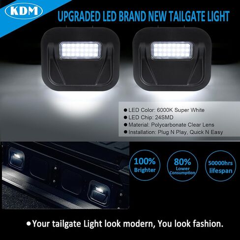 KDM LED Rear Tailgate Step Light with Wiring Harness Connector Fit for 2020-2021 GMC Sierra 1500 2500 3500 HD,2020 Chevy Silverado 1500 2500 3500 HD,6000K Multi-Pro Truck Bed Lamp Replacement 84347814 in Saudi Arabia