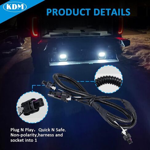 KDM LED Rear Tailgate Step Light with Wiring Harness Connector Fit for 2020-2021 GMC Sierra 1500 2500 3500 HD,2020 Chevy Silverado 1500 2500 3500 HD,6000K Multi-Pro Truck Bed Lamp Replacement 84347814 in Saudi Arabia