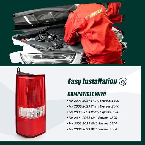 Tail Light Assembly Compatible with 2003-2014 Chevy Express 1500 & GMC Savana 1500, 2003-2023 Chevy Express 2500/3500 & GMC Savana 2500/3500, Halogen Rear Brake Lamps(Right Passenger Side) in Saudi Arabia