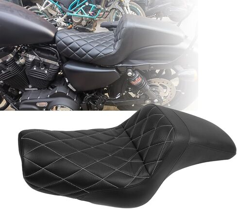 مقعدان لأعلى، وسادة مقعد السائق + الراكب، نوع متدرج، لدراجة Harley-Davidson Sportster Iron XL883 XL1200 (2004-up) / نصف خطوط أفقية/مناسبة لأكثر من 3.3 جالون in Kuwait