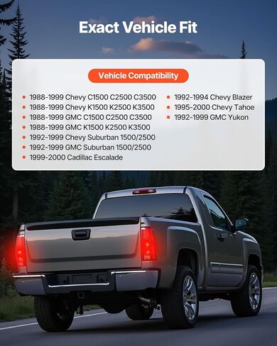مجموعة مصباح ذيل VEVOR متوافقة مع 1988-1999 CHEVY/GMC C/K 1500 2500 3500 ، 1992-1999 CHEVY/GMC Suburban 1500/2500 ، 2pcs مصابيح الفرامل الخلفية الأيسر واليمين مع لمبات الهالوجين in Saudi Arabia