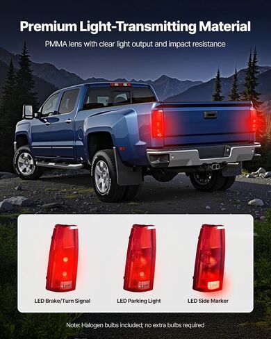 مجموعة مصباح ذيل VEVOR متوافقة مع 1988-1999 CHEVY/GMC C/K 1500 2500 3500 ، 1992-1999 CHEVY/GMC Suburban 1500/2500 ، 2pcs مصابيح الفرامل الخلفية الأيسر واليمين مع لمبات الهالوجين in Saudi Arabia