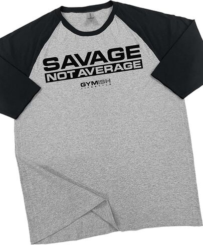 Savage Not Average Motivational Gym Workout 3/4 Raglan Muscle T-Shirts for Men in Saudi Arabia