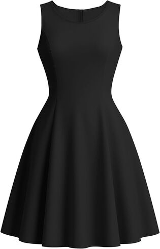 Nmoder Women's Sleeveless A-Line Fit and Flare Little Short Dress Summer Crewneck High Waist Mini Party Dresses in Kuwait