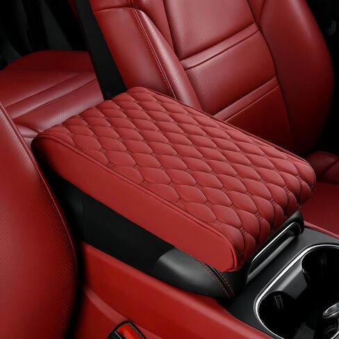 CAR LEATHER CENTER CENTER CENTER CENTOLE CONSOLE REST COVER AUTO MEMORY FOAM COTTON REAVE BOD BOD BOD BOAD ، 6 Colors ، 2Sives (Red ، 12.6 "x6.3" x2 ") in Saudi Arabia