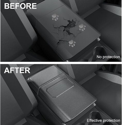 Center Console Armrest Cover Compatible with Tesla Cybertruck 2024 2025, Upgrade Non-Slip Wear-Resistant Arm Rest Protector with Phone Resting Port (Front and Rear Part, Black) in Kuwait