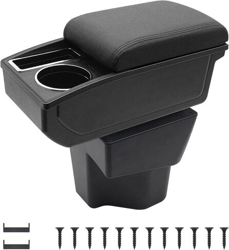 صندوق مسند الذراعين yjywzh ل Kia Rio 5 2015-2019 Auto Assories Center Center Leather Arm Rest Double-Layer Score مع حامل الكأس (خيط أسود) in Saudi Arabia