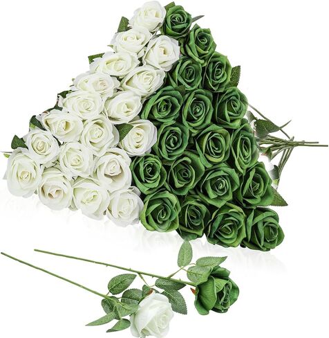 36 Pcs Velvet Silk Hot Pink Rose Bouquet Bridal Artificial Flowers,Fake Rose Long Stem Realistic Artificial Flowers Bulk for Wedding Bouquet Ball Arrangement Centerpiece Party Decor(Hot Pink) in Saudi Arabia