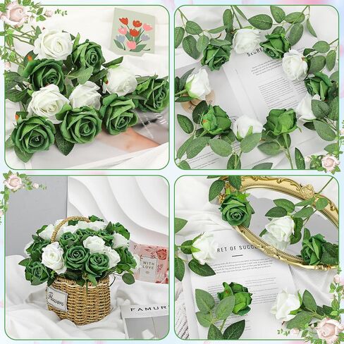 36 Pcs Velvet Silk Hot Pink Rose Bouquet Bridal Artificial Flowers,Fake Rose Long Stem Realistic Artificial Flowers Bulk for Wedding Bouquet Ball Arrangement Centerpiece Party Decor(Hot Pink) in Saudi Arabia