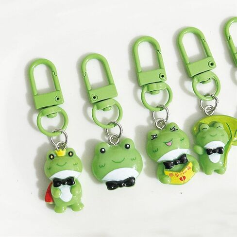6 أجهزة كمبيوتر لطيفة Frog Keychain Women Girls Kawaii Associory Bag السحر المعدني حلقة مفتاح السيارة (6pcs) in Saudi Arabia