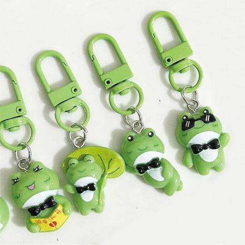 6 أجهزة كمبيوتر لطيفة Frog Keychain Women Girls Kawaii Associory Bag السحر المعدني حلقة مفتاح السيارة (6pcs) in Saudi Arabia