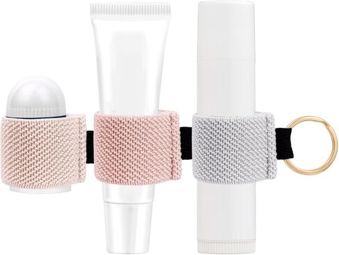 WK Ieason Mini Lip Balm Holder Keychain Clip on Hapstick Holder Keychain Shik Lip Mloss With 2pc المزيد in Kuwait