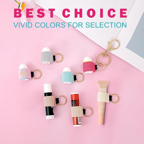 WK Ieason Mini Lip Balm Holder Keychain Clip on Hapstick Holder Keychain Shik Lip Mloss With 2pc المزيد in Kuwait