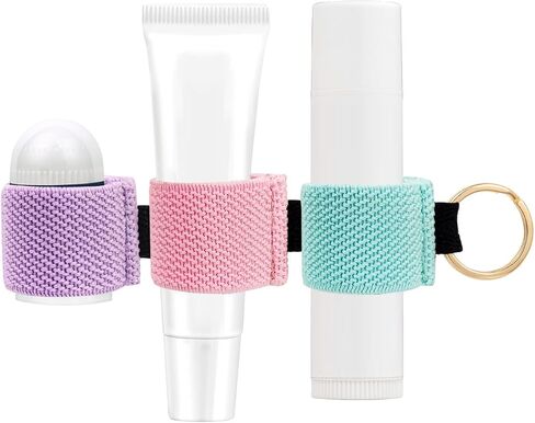 WK Ieason Mini Lip Balm Holder Keychain Clip on Hapstick Holder Keychain Shik Lip Mloss With 2pc المزيد in Kuwait