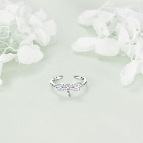 Aoboco Dragonfly Ring Opal Dragonfly Ring 925 Sterling Silver Opal Open Animal Rings Gift for Women Mother زوجة in Saudi Arabia