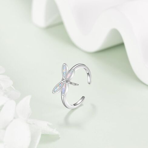 Aoboco Dragonfly Ring Opal Dragonfly Ring 925 Sterling Silver Opal Open Animal Rings Gift for Women Mother زوجة in Saudi Arabia