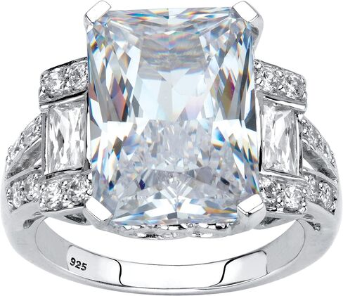 Palmbeach plaltinum platinum sterling sterling emerald cut zirconia zirconia issists أحجام 6-10 in Saudi Arabia