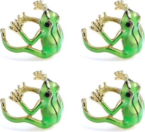 HJZHI 4PCS Tree Frog Rings Set, Adjustable Tree Frog Jewelry Funny Green Frogs Ring Open Frogs Shaped Finger Ring Ear Clip Funny Animal Rings for Women Vintage Punk Style Gift in Saudi Arabia