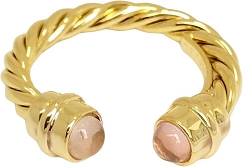 Adjustable Ring with Natural Stones, Adjustable Twisted Design Ring, 14K Gold and Silver Plated Fashion Jewelry – Timeless Jewelry for Women, Gift for Women in Kuwait