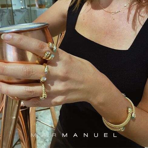 Adjustable Ring with Natural Stones, Adjustable Twisted Design Ring, 14K Gold and Silver Plated Fashion Jewelry – Timeless Jewelry for Women, Gift for Women in Kuwait