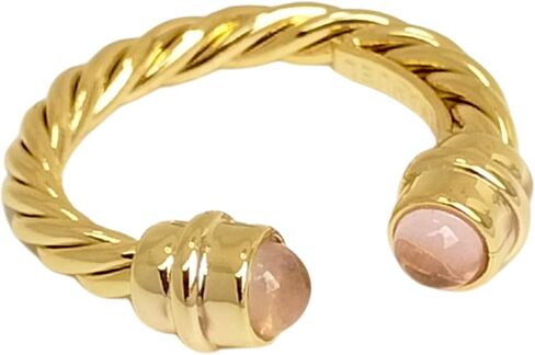 Adjustable Ring with Natural Stones, Adjustable Twisted Design Ring, 14K Gold and Silver Plated Fashion Jewelry – Timeless Jewelry for Women, Gift for Women in Kuwait