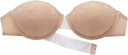 LASCANA Women's Lace Accent Strapless Bra - Stylish Transparent Back, Adjustable Straps, Low Back Dresses & Tops in Saudi Arabia