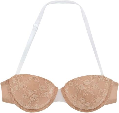 LASCANA Women's Lace Accent Strapless Bra - Stylish Transparent Back, Adjustable Straps, Low Back Dresses & Tops in Saudi Arabia