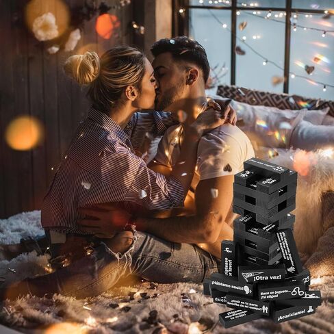 48 Blocks Adult Naughty Games, Tumble Tower Couples Game for Adults Super Naughty Block Tower Tumbling Wooden Tower Stacking Block for Couples Date Night Ideas for Valentine Lover Date Games in Kuwait