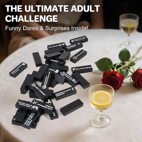 48 Blocks Adult Naughty Games, Tumble Tower Couples Game for Adults Super Naughty Block Tower Tumbling Wooden Tower Stacking Block for Couples Date Night Ideas for Valentine Lover Date Games in Kuwait