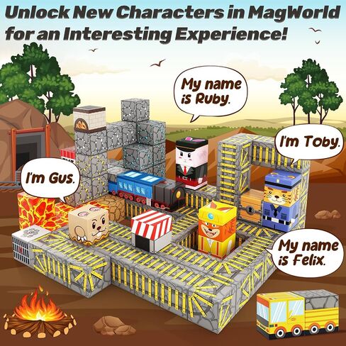 Magnetic Blocks - Build Mine Magnet World Magic Teleport Pipes Set, 1'' Magnetic Building Blocks Toddler Toys Creative Kids Toys, STEM Sensory Outdoor Toys for 3+ Year Old Boys & Girls in Saudi Arabia