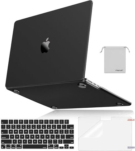 MOSISO Compatible with MacBook Air 15 inch Case 2025 2024 2023 M4 A3241 M3 A3114 M2 A2941,Ultra-Thin Natural Original Plastic Hard Shell&Matching Color Keyboard Cover&Screen Film&Pouch, Midnight Clear in Kuwait