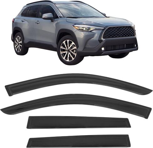 IKON MOTORSPORTS Tape on Window Visors Compatible with 2022-2025 Toyota Corolla Cross, Acrylic Smoke/Tinted Rain Guards, Side Window Wind Deflectors 4PCS in Saudi Arabia