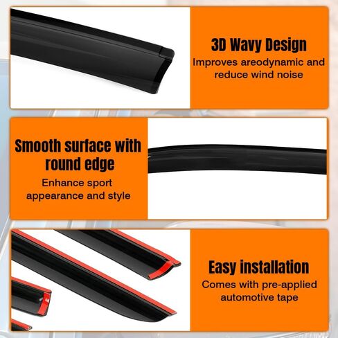 Tape on Window Visor Deflectors, Compatible with 2005-2006 Subaru Outback Legacy, Acrylic Smoke Tinted Slim Style Window Rain Guards, Sun Wind Side Vent Visor Set, 4 Pieces in Saudi Arabia