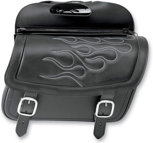 Saddlemen X021-05-0423 Black/Silver Flame Jumbo Highwayman Tattoo Saddlebag in Kuwait