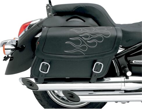 Saddlemen X021-05-0423 Black/Silver Flame Jumbo Highwayman Tattoo Saddlebag in Kuwait