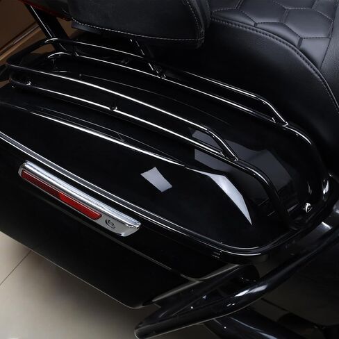 TCT-MOTORPARTS Chrome Saddlebags Lid Top Rails Trim Rack Guard Support Fit for Harley Touring Road King Street Electra Road Glide Ultra-Classic 2014-2024 in Saudi Arabia