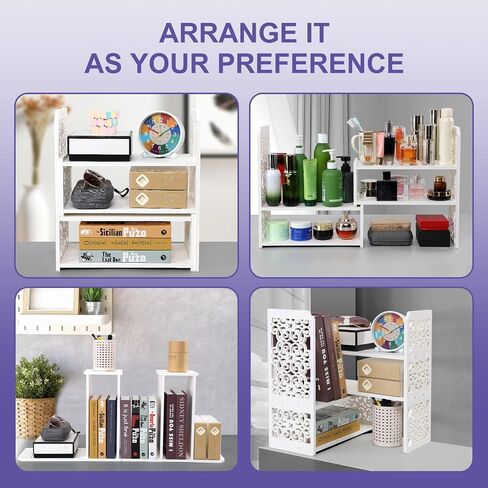 Earthson Desk Organizer Shelf ، رف الكتب القابل للتوسيع للمكتب ، رف كتب سطح المكتب الصغيرة ، رفوف مكتب مكاتب مصغرة قابلة للتعديل ، أسود in Kuwait