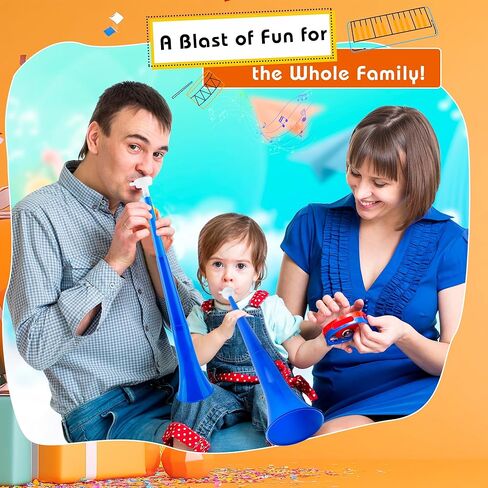 12 Pcs 24 Inch Collapsible Stadium Horn Vuvuzela Plastic Collapsible Cheering Trumpets Noisemakers Cheer Horn Blow Horn for Sporting Events Football Carnival Party Favors (Color set 1) in Kuwait