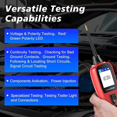 Autel PowerScan PS100 Power Probe Tester ، Breaker Finder ، 12V 24V Automotive Chignostic Tool مع كابل امتداد 20 قدمًا ، مقياسًا ، ضوء الاختبار ، مجسم الاستمرارية ، لسيارات 99 ٪ in Saudi Arabia