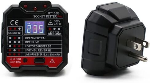 EU US UK Digital Display Plug Socket Tester Neutral Earth Wire Circuit Polarity Phase Eletric Leakage Detector Voltage Test Volt-EU Plug in Saudi Arabia