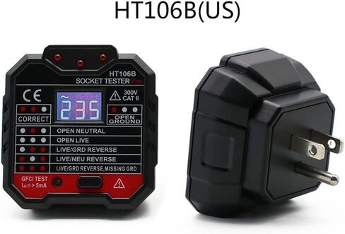 EU US UK Digital Display Plug Socket Tester Neutral Earth Wire Circuit Polarity Phase Eletric Leakage Detector Voltage Test Volt-EU Plug in Saudi Arabia