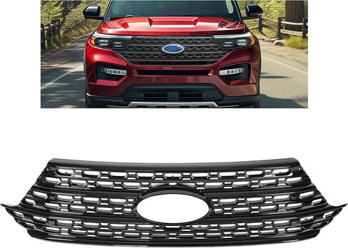 HECASA Grille Overlay Compatible with 2020-2024 Ford Explorer for Base and XLT Black Front Bumper Grill Covers Plastic (ABS) in Saudi Arabia